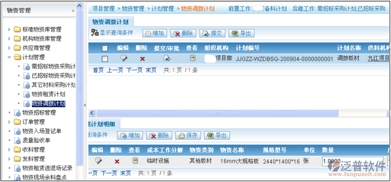 物資調(diào)撥計劃