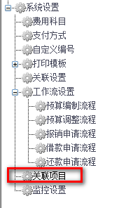 費(fèi)用報(bào)銷關(guān)聯(lián)項(xiàng)目設(shè)置