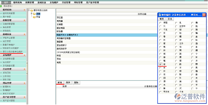 項(xiàng)目物資索引分類計(jì)量單位維護(hù)