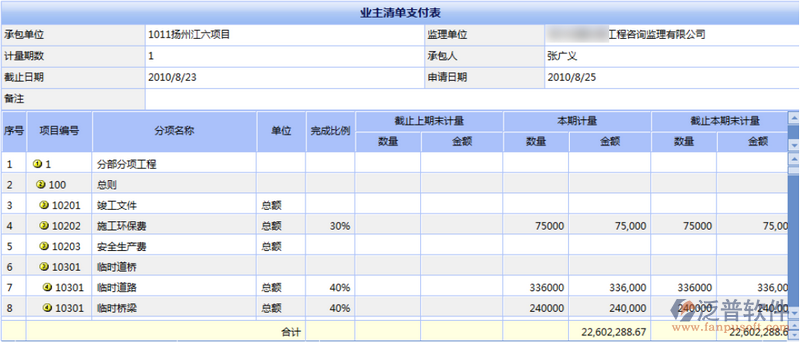 工程量清單中期計量管理