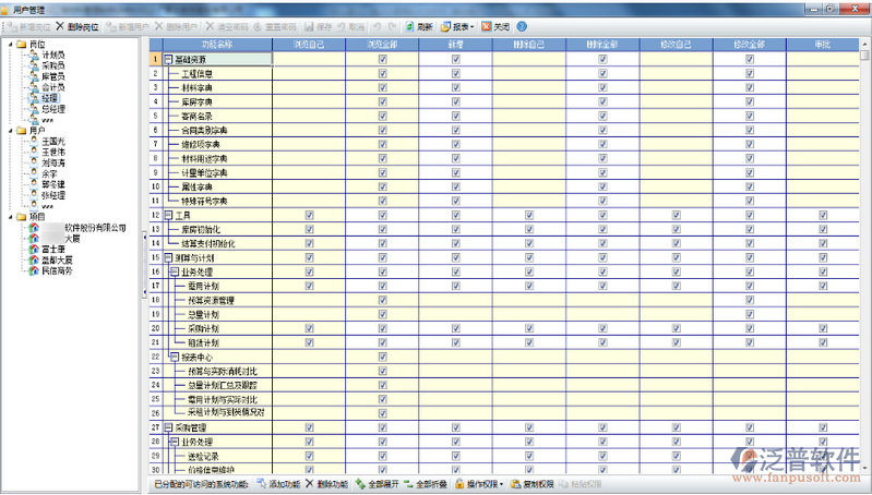 材料管理軟件中如何新建用戶、劃分權(quán)限