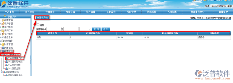 個人銷售目標(biāo)信息查看