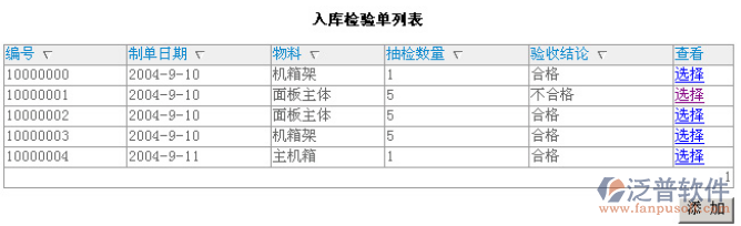 入庫(kù)檢驗(yàn)單