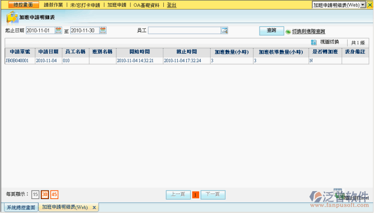員工加班申請(qǐng)表信息管理