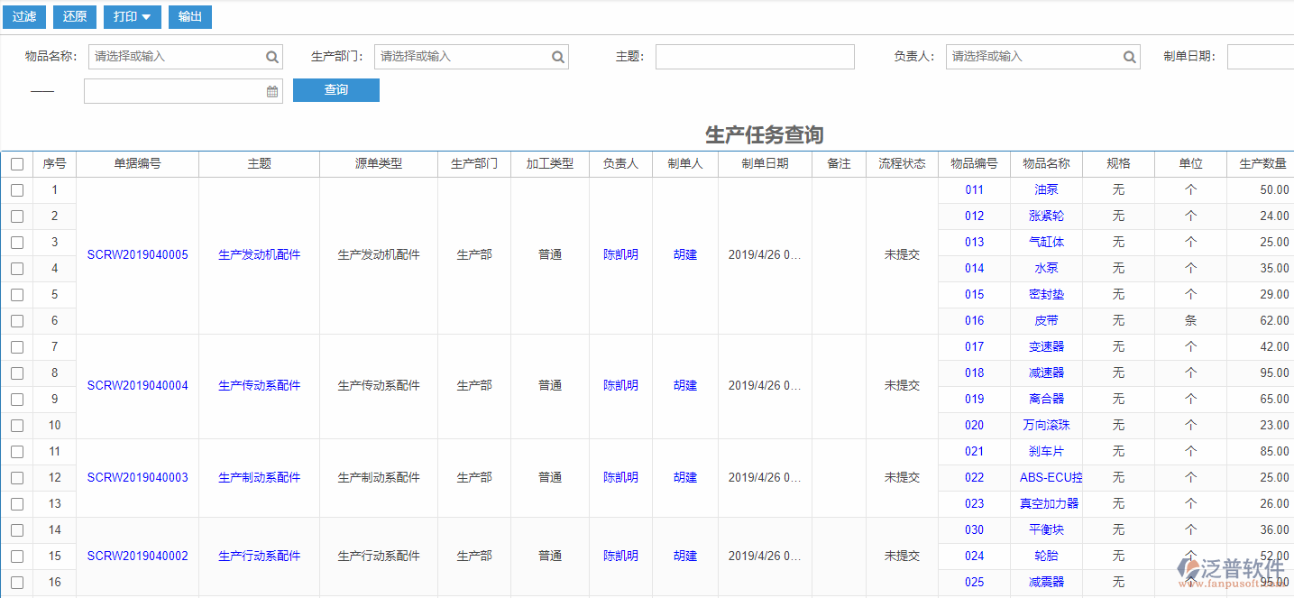 生產(chǎn)任務(wù)查詢(xún)標(biāo)準(zhǔn)工序物料需求