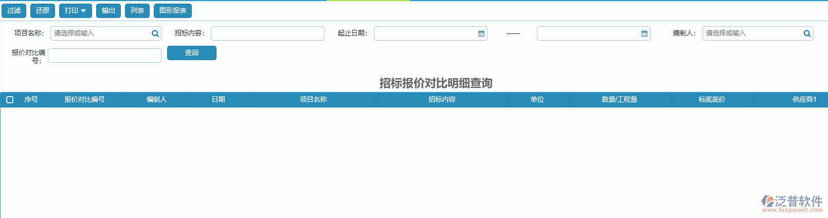 招標(biāo)報(bào)價(jià)對(duì)比明細(xì)查詢