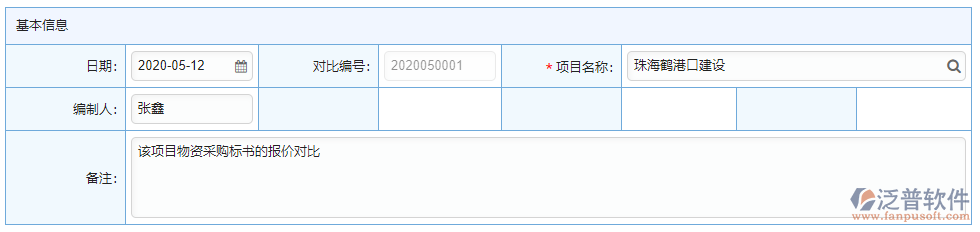 招標(biāo)報(bào)價(jià)對(duì)比基本信息