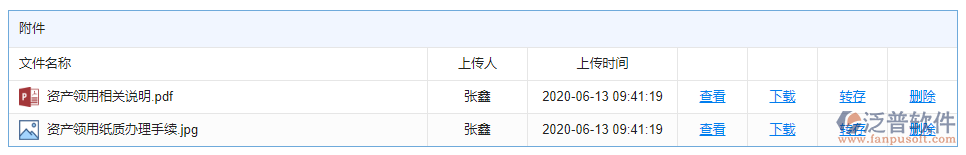 資產(chǎn)領用附件