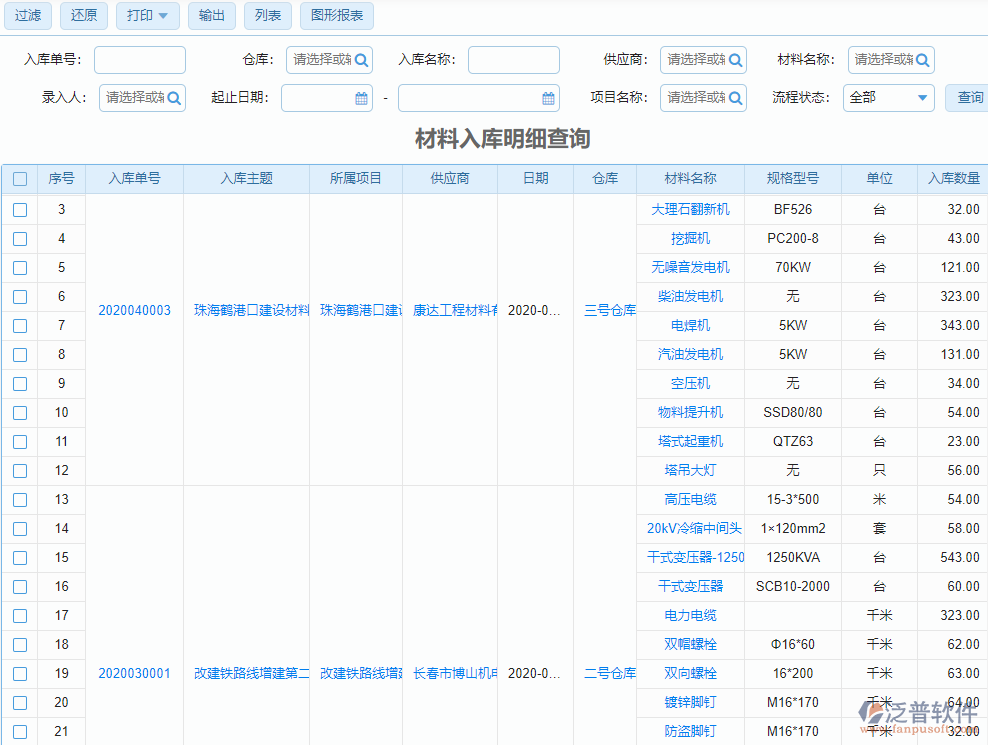 材料入庫查詢明細