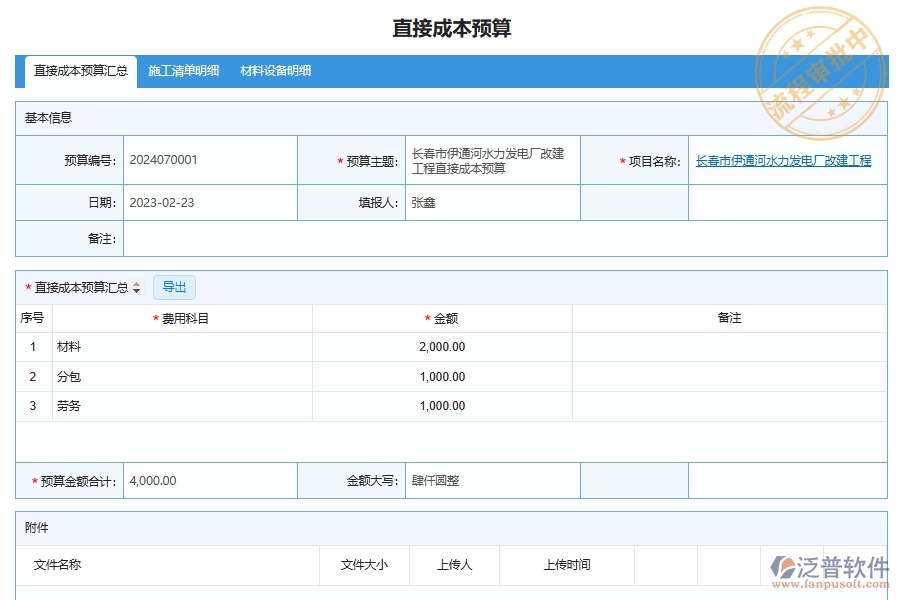 泛普軟件-機(jī)電工程企業(yè)管理系統(tǒng)如何有效提高預(yù)算管理中的直接成本預(yù)算