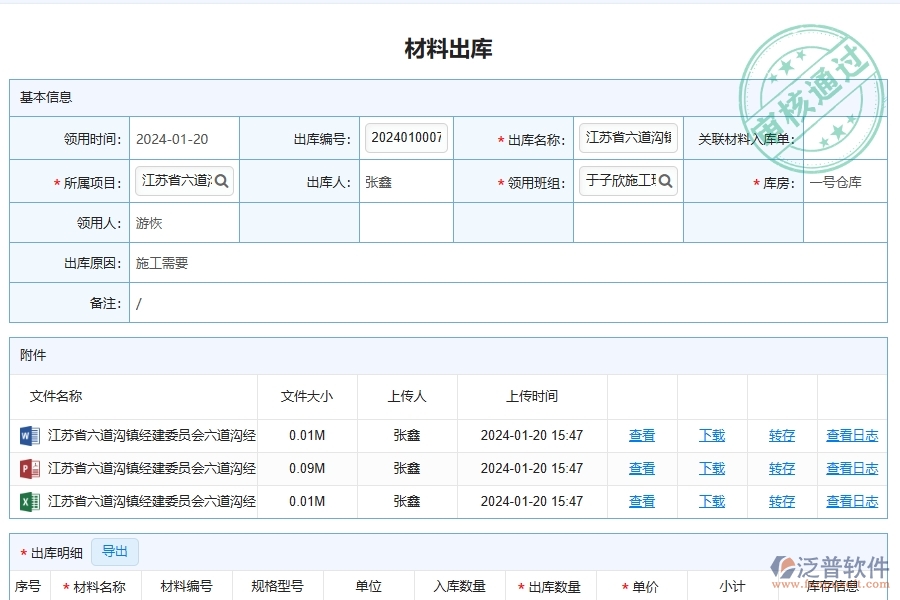 泛普軟件-路橋工程企業(yè)管理系統(tǒng)中材料出庫的管控點及作用