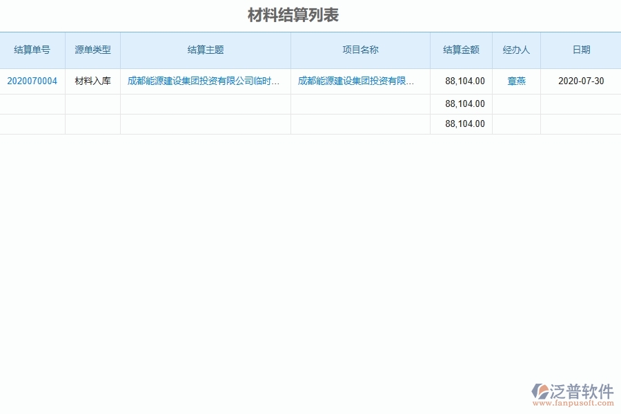 二、泛普軟件-機電工程材料結(jié)算列表能為企業(yè)帶來什么價值