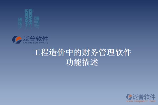 工程造價中的財務(wù)管理軟件功能描述